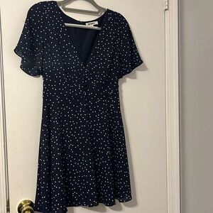 BBDakota A-line mini dress polka dot blue NWT!